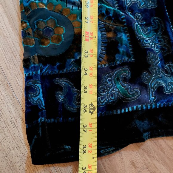 New Chicos Velvet Burnout Kimono Navy Blue Black Boho Western Whimsigoth - Picture 6 of 9